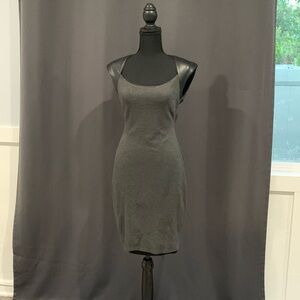 Bailey 44 black stretchy dress with leather sleeves size M